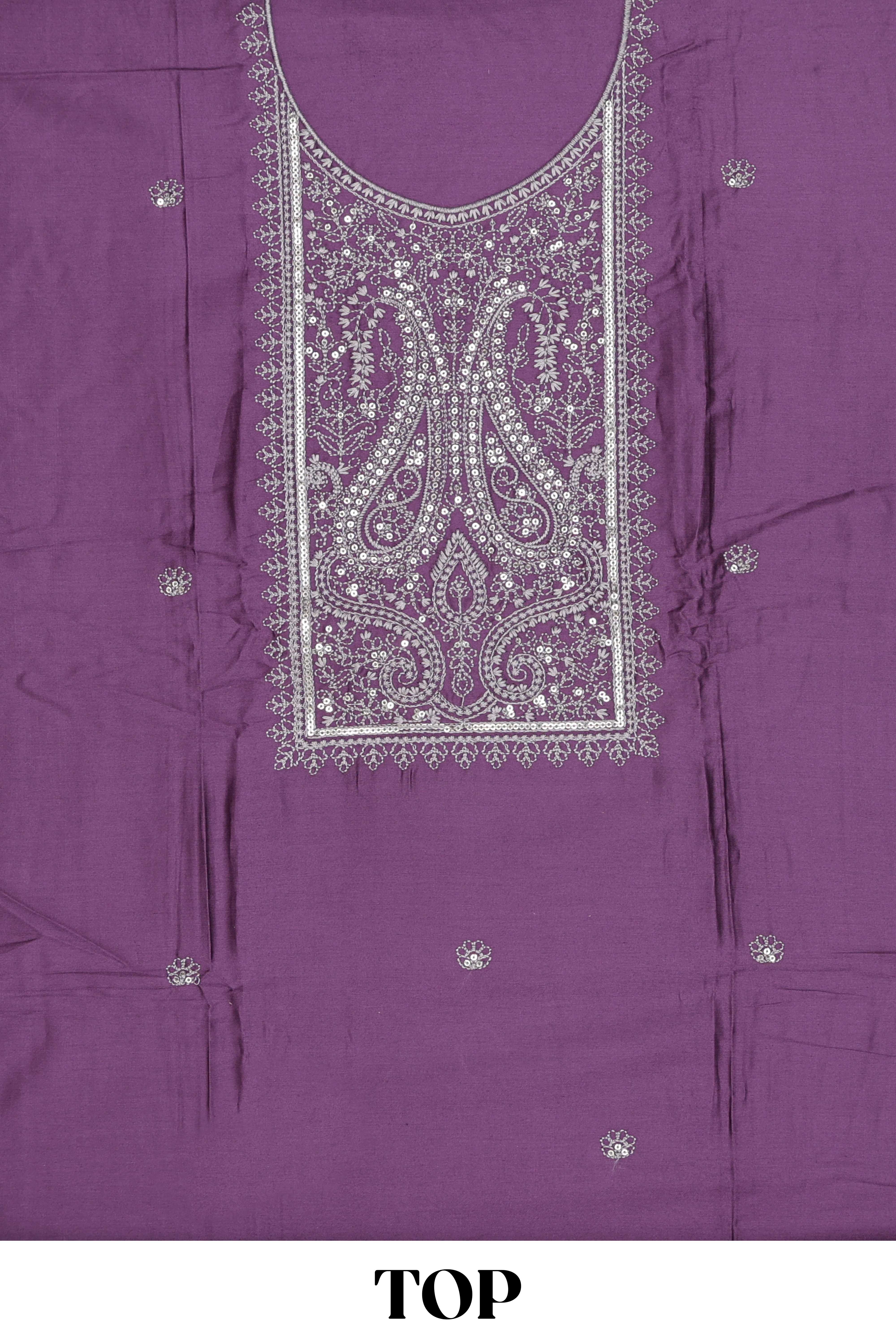 Purple cotton silk festive dress material