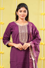 Purple floral design ethnic suit