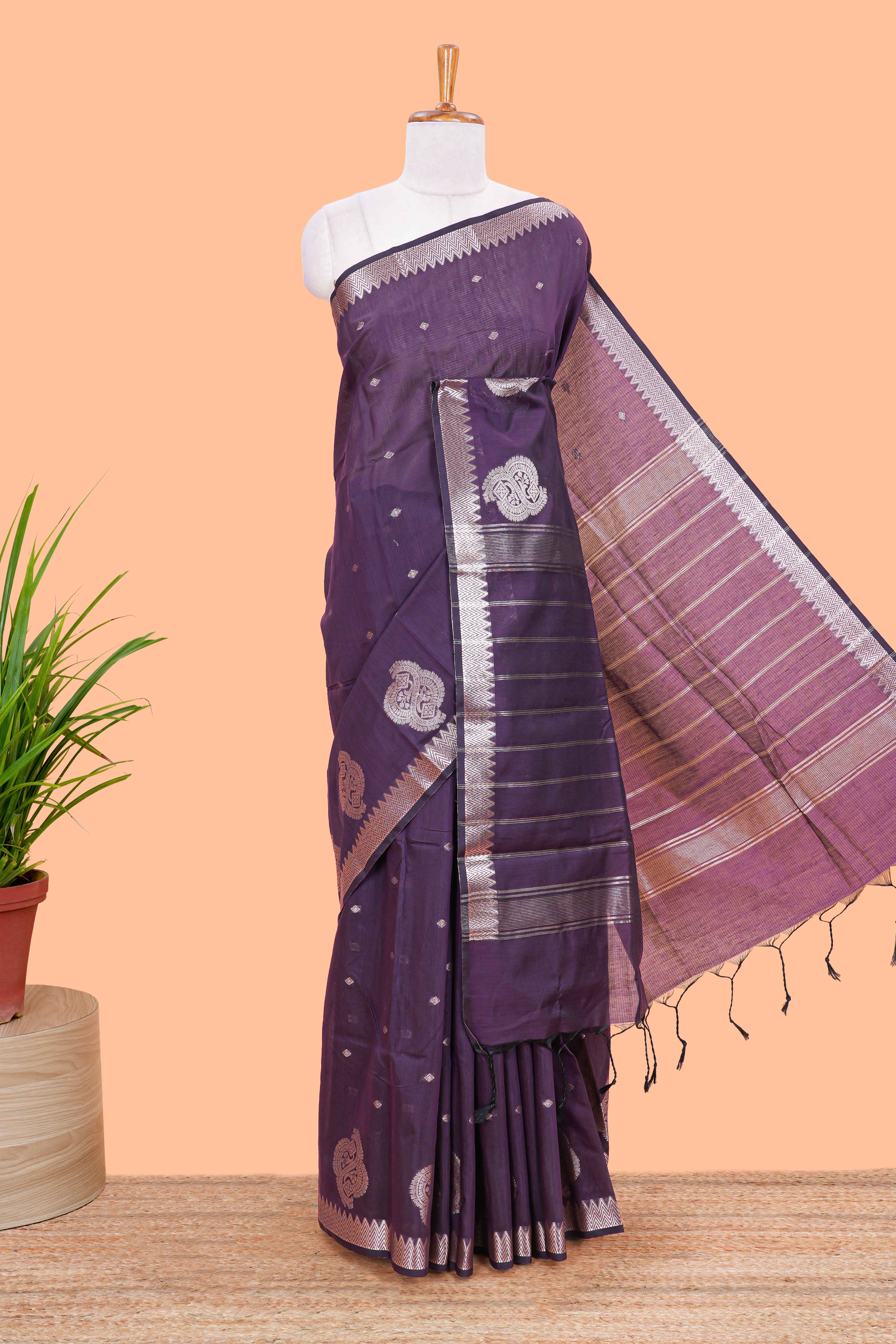Purple mushru silk weave