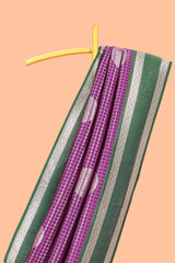Purple semi soft silk bentex border saree