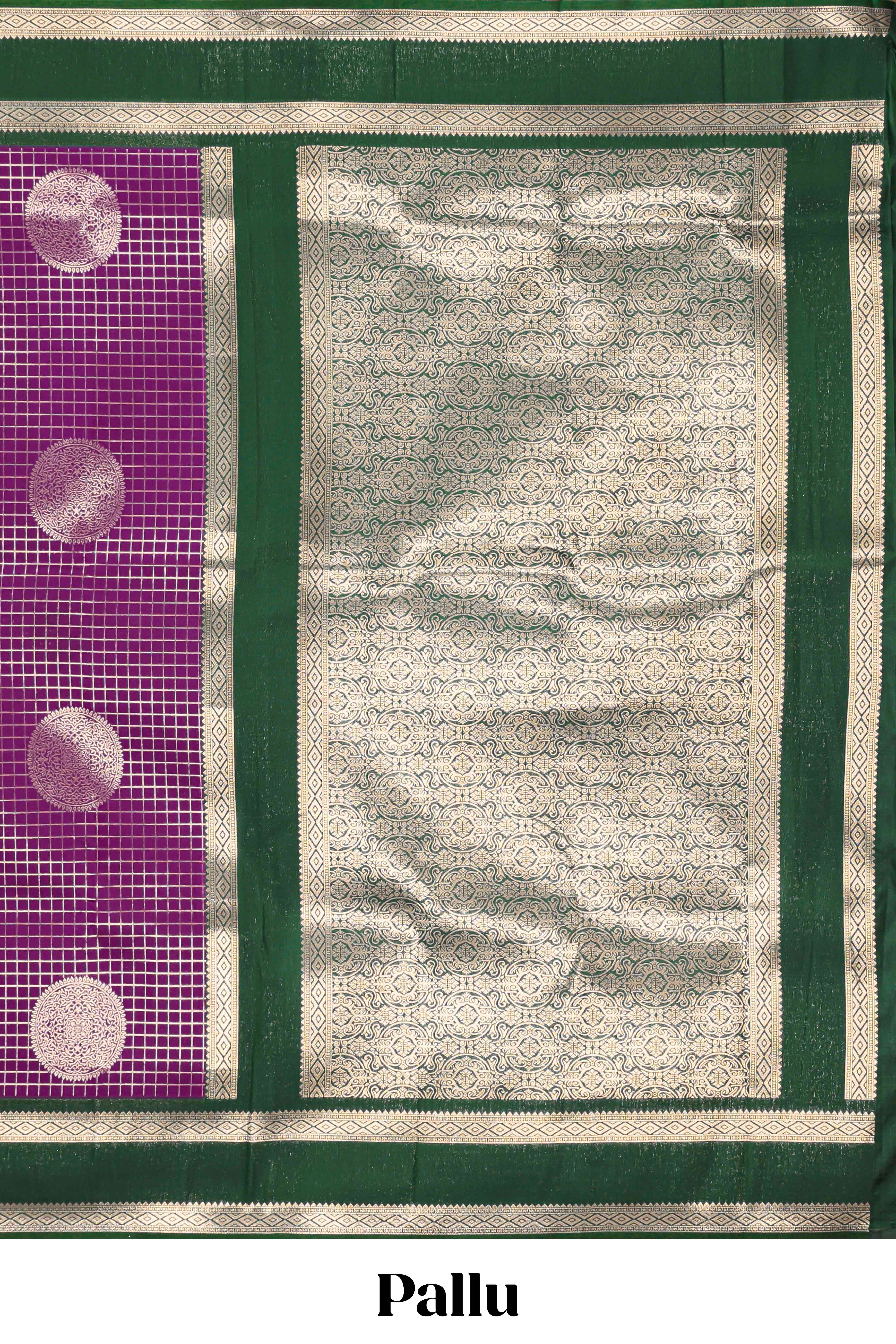 Purple semi soft silk check weave saree
