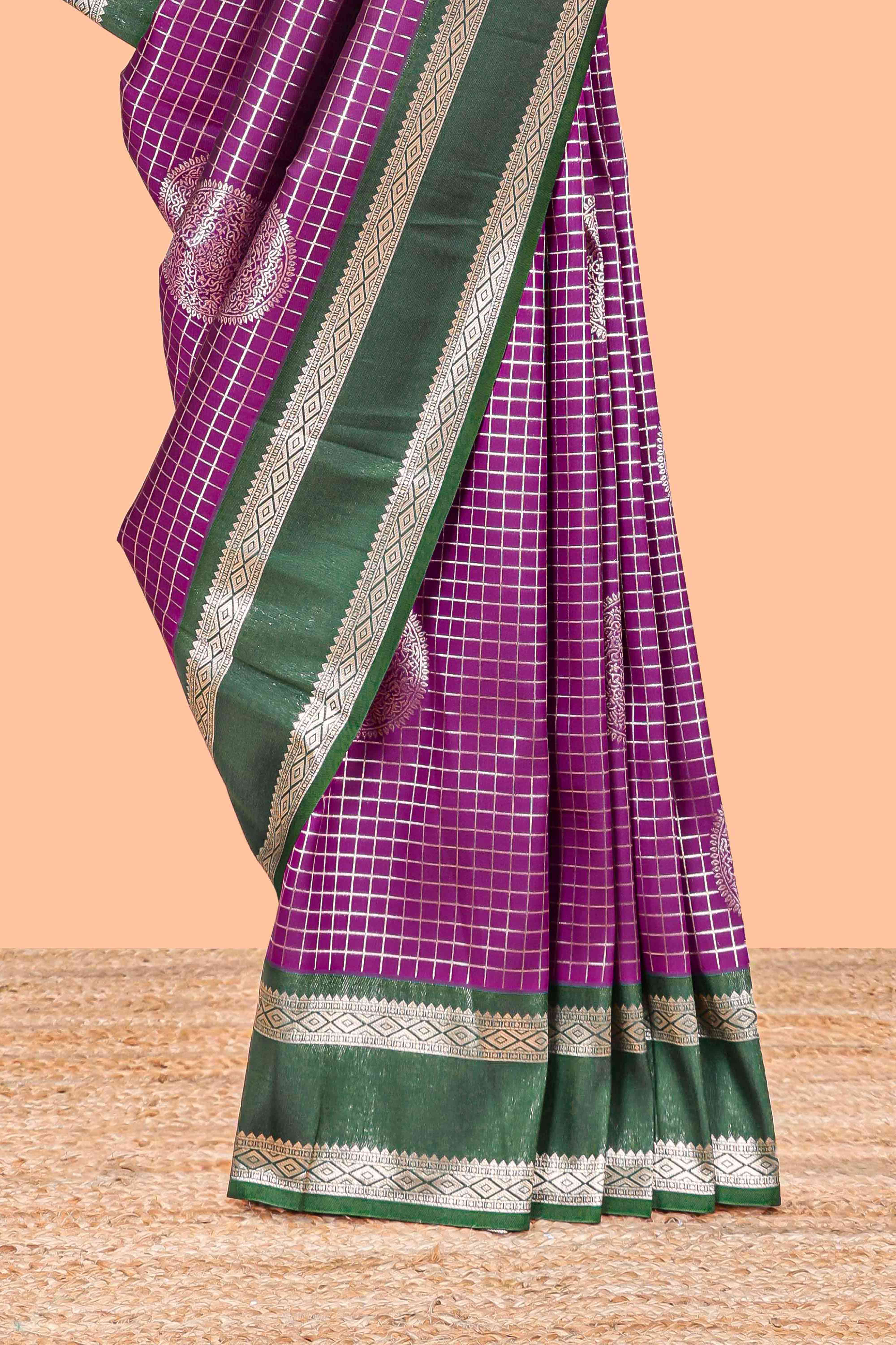 Purple semi soft silk rich pallu saree