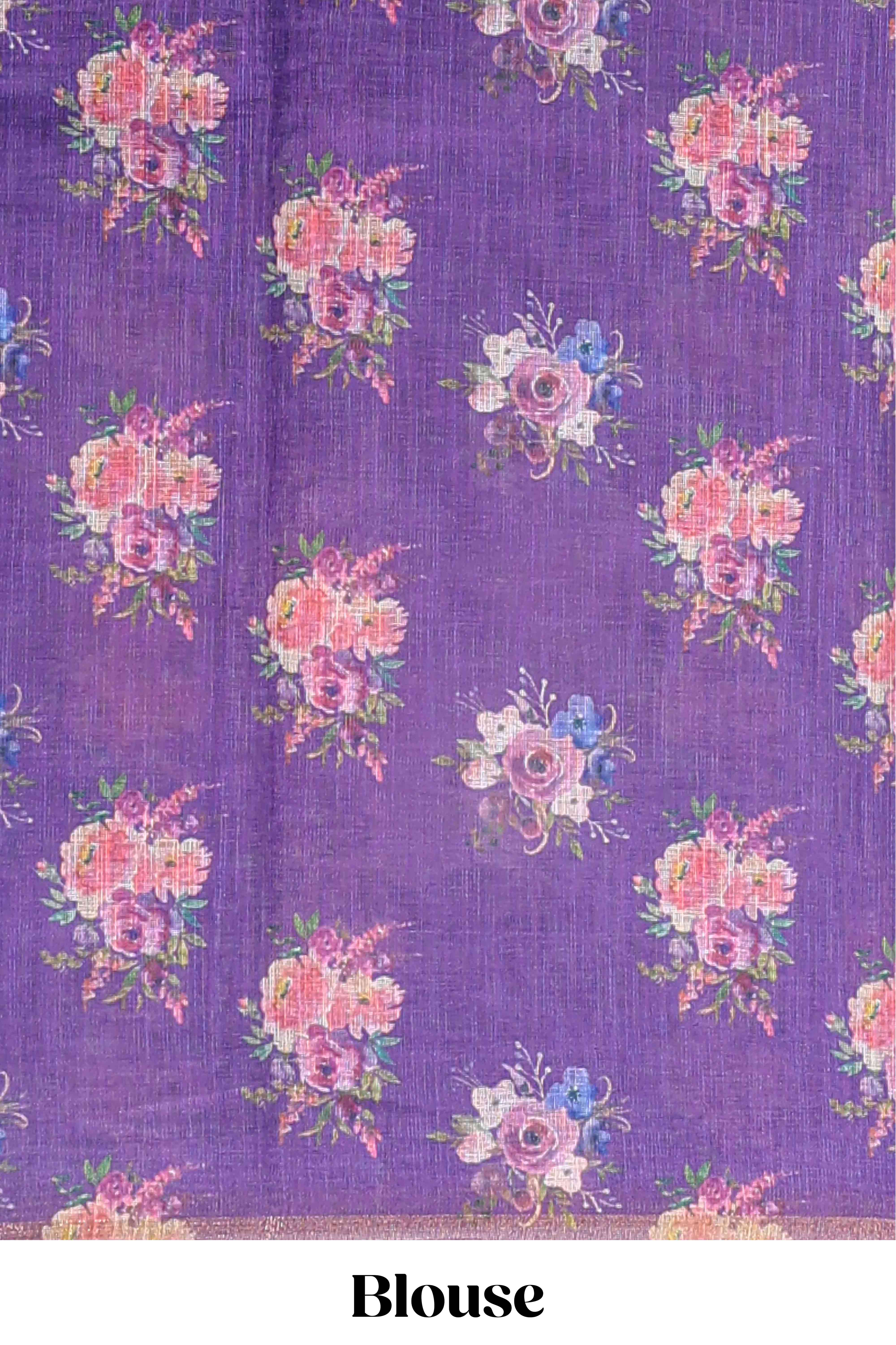 Purple wedding linen saree