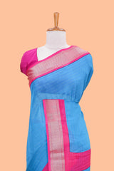 Ramar blue crepe chiffon lightweight saree