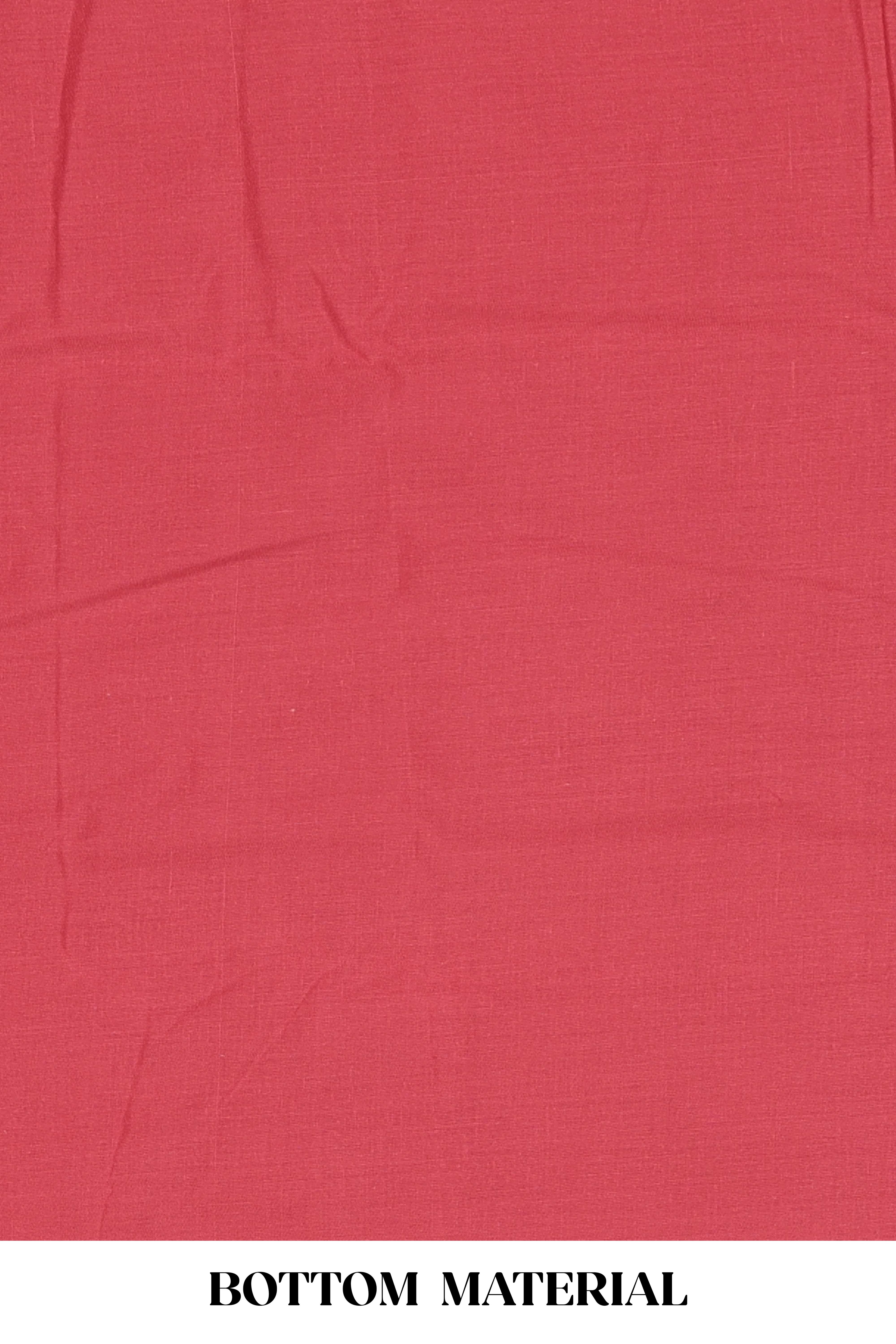 Red cotton silk designer suit