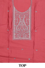 Red cotton silk festive dress material