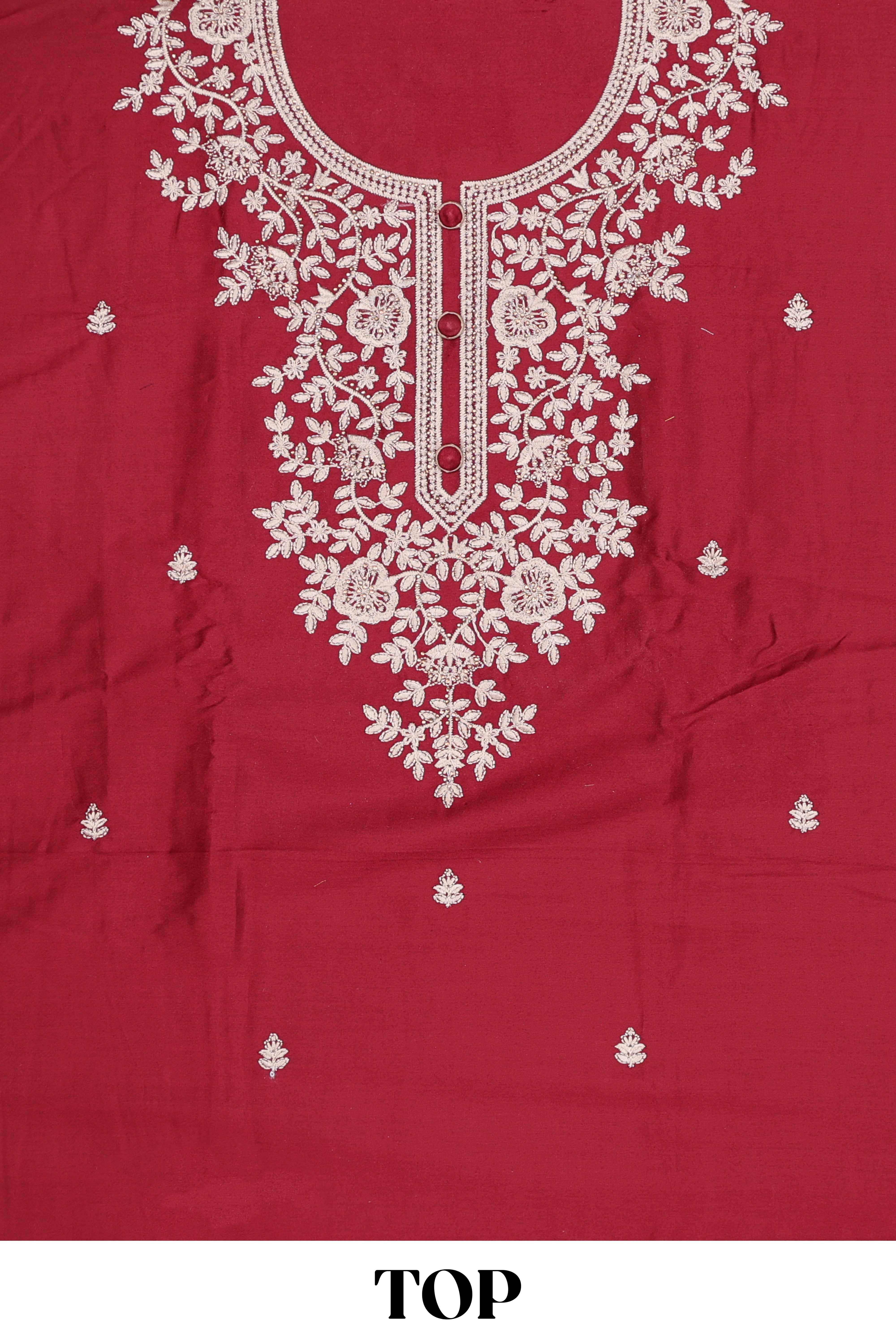 Red cotton silk sequin dress material