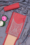 Red cotton silk sequin embroidery suit set