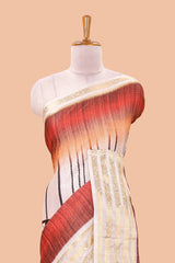 Red dola silk modern stripe saree