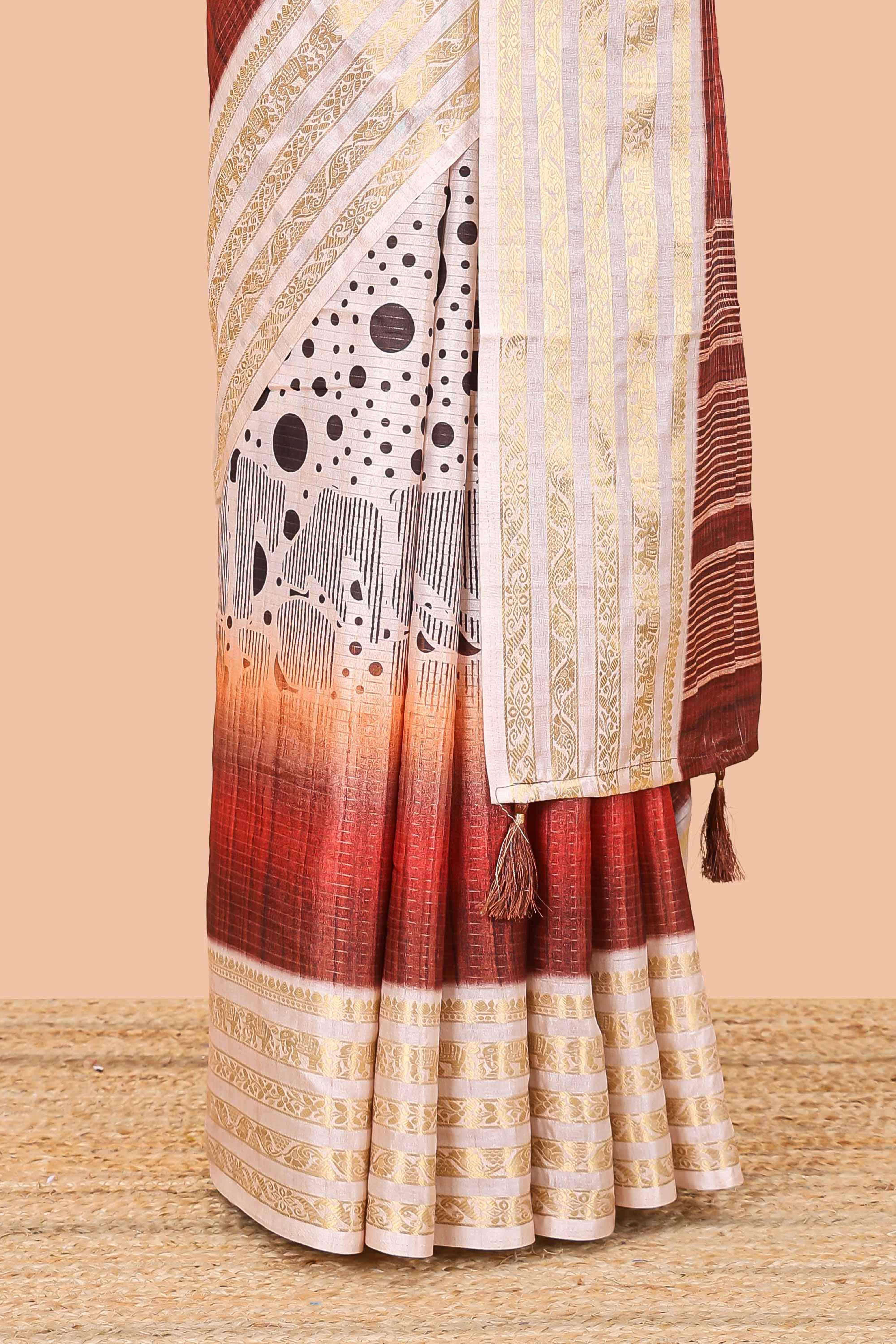 Red dola silk zari border saree