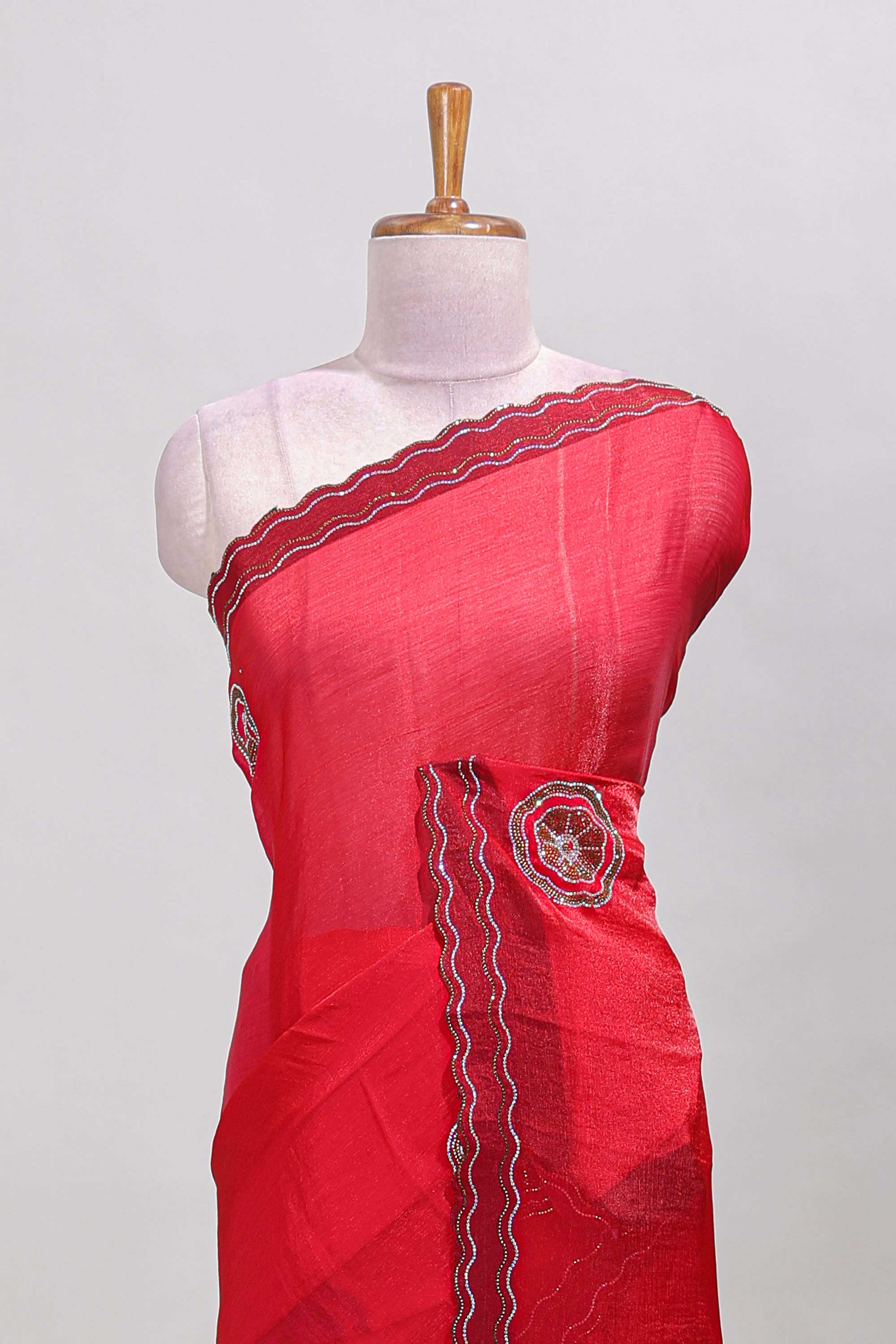 Red festive designer saree