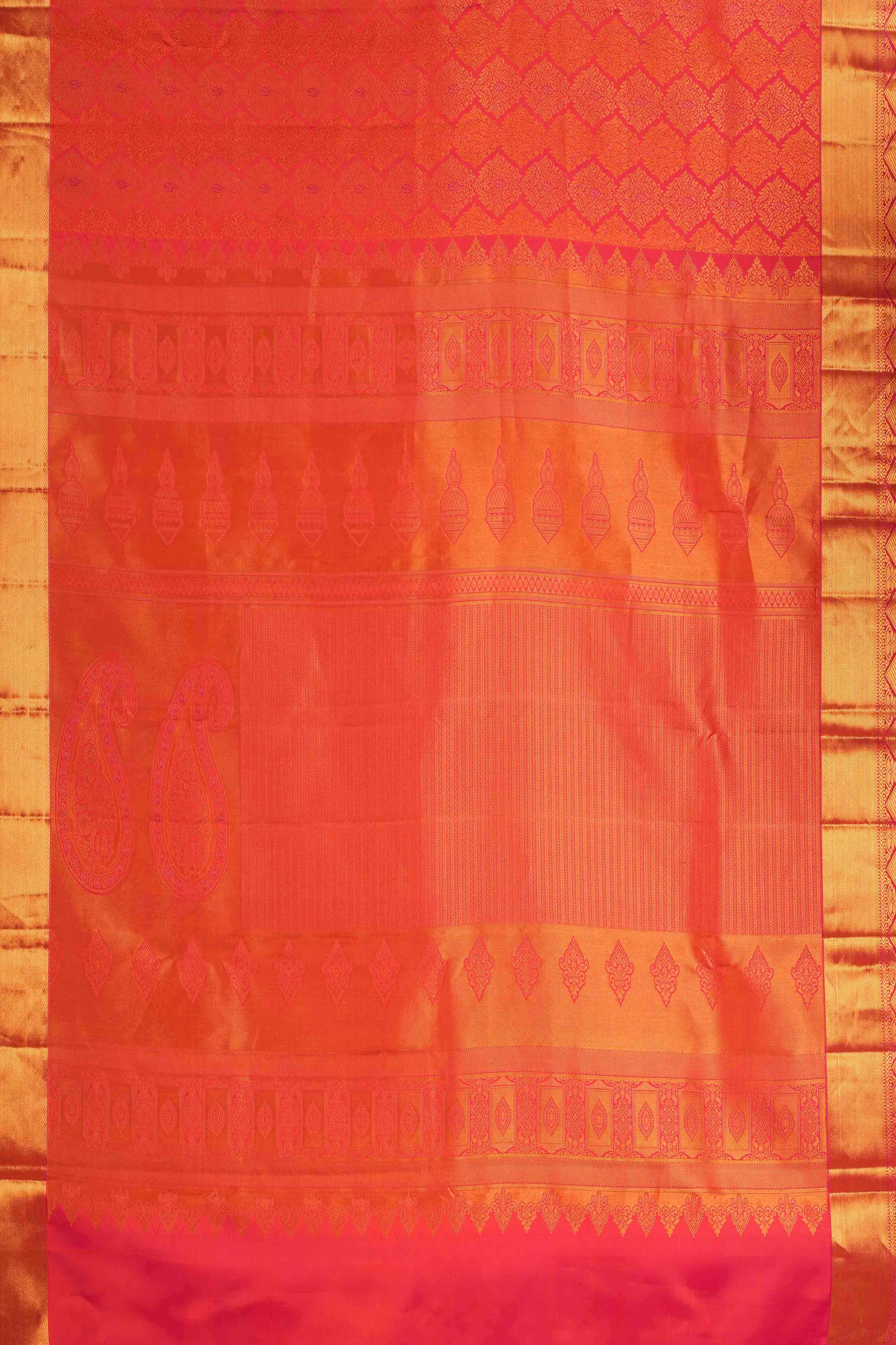 Red jacquard woven silks sarees