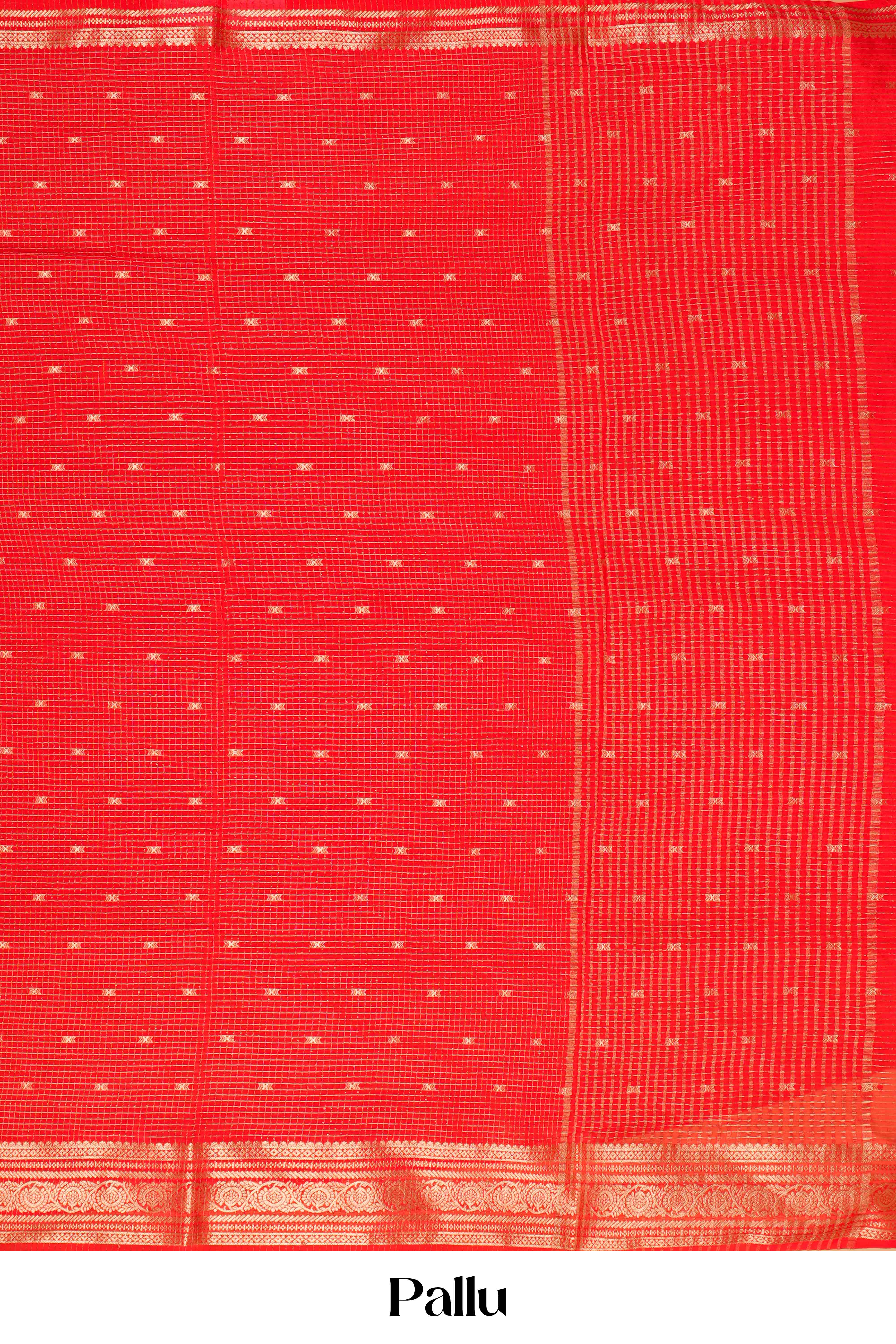 Red raw silk zari border saree
