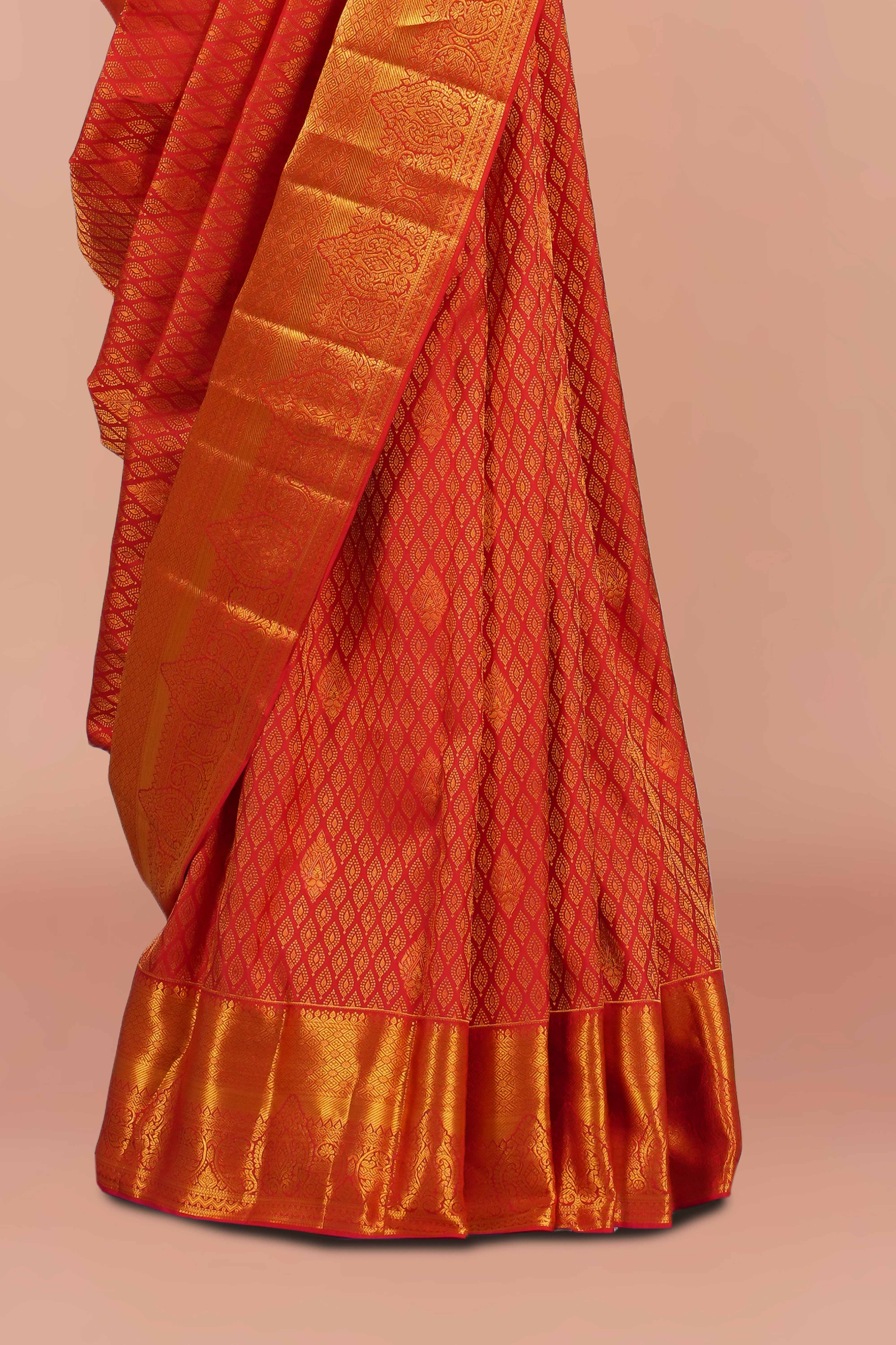 Red silk sarees with zari border
