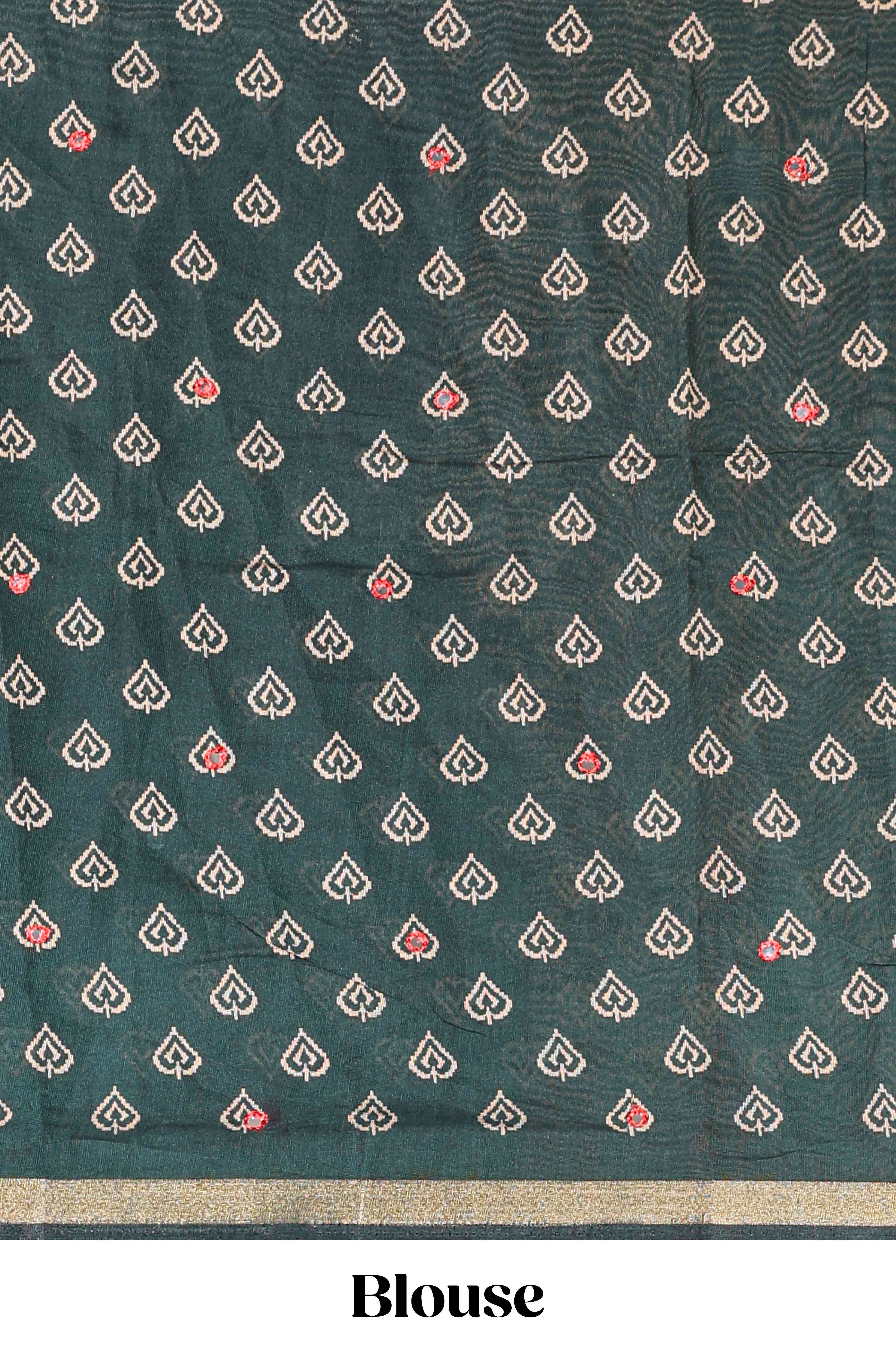 Red traditional chanderi saree mirror work