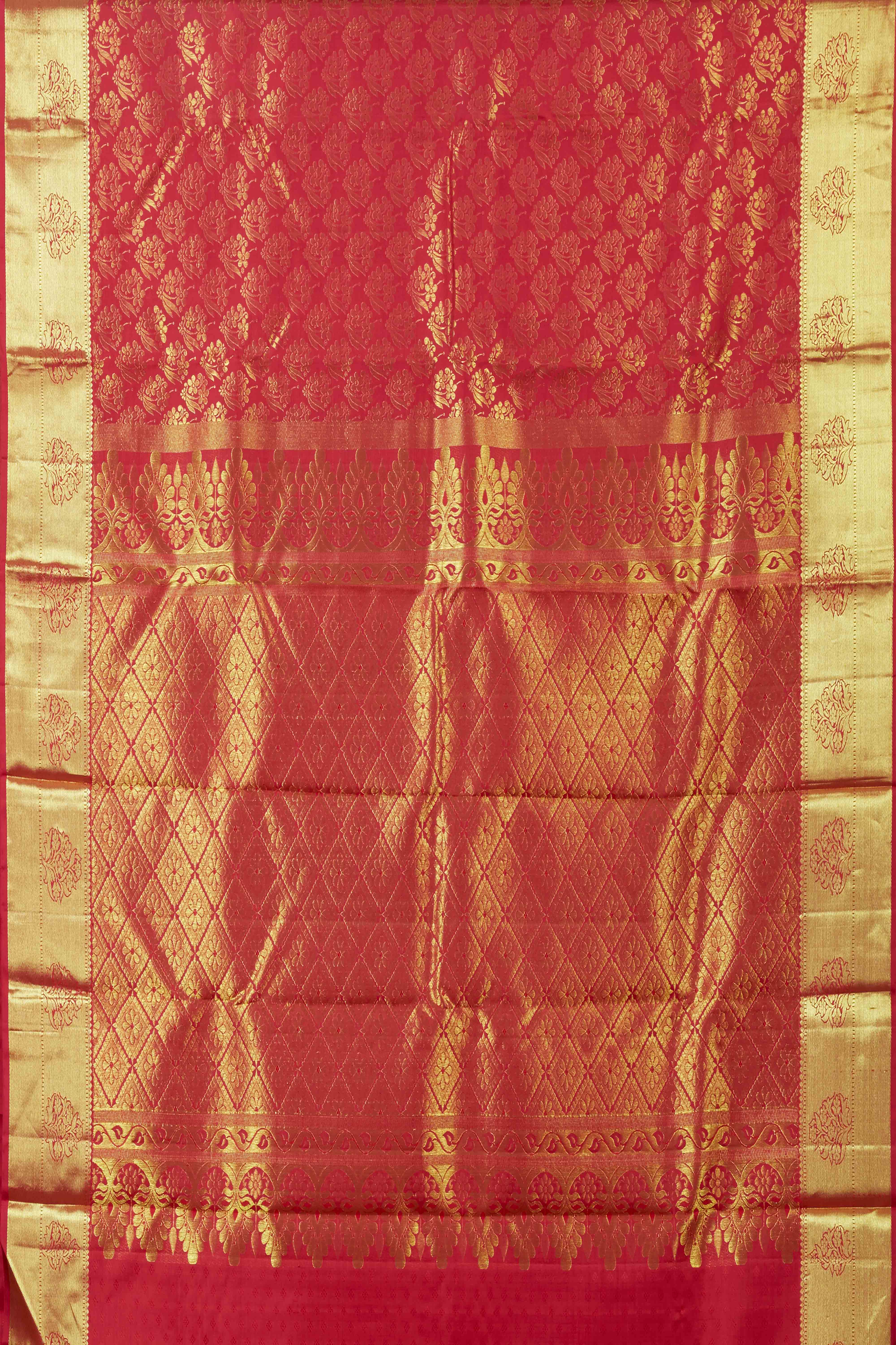 Red zari woven silk saree