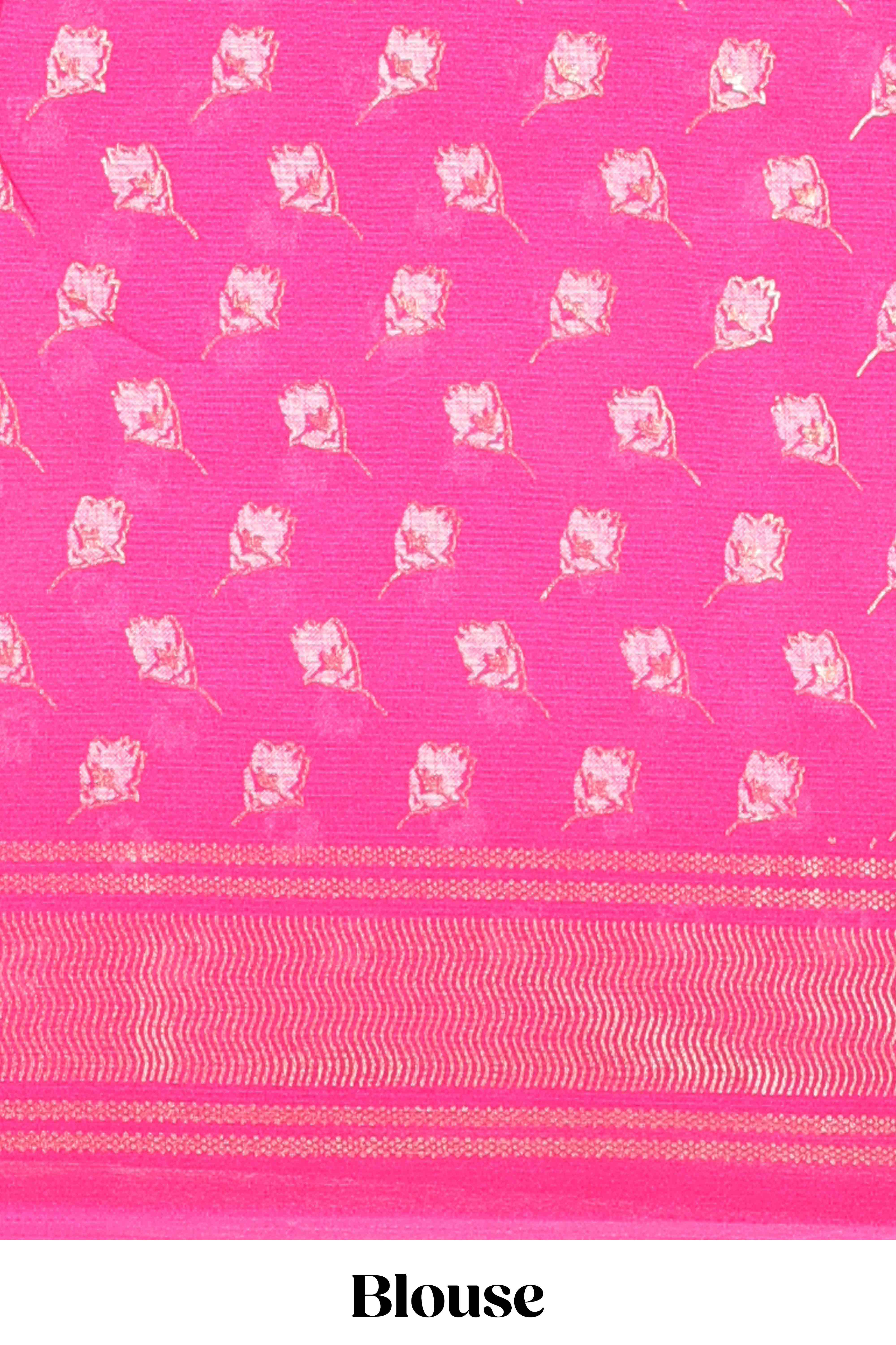 Rose pink chiffon elegant saree