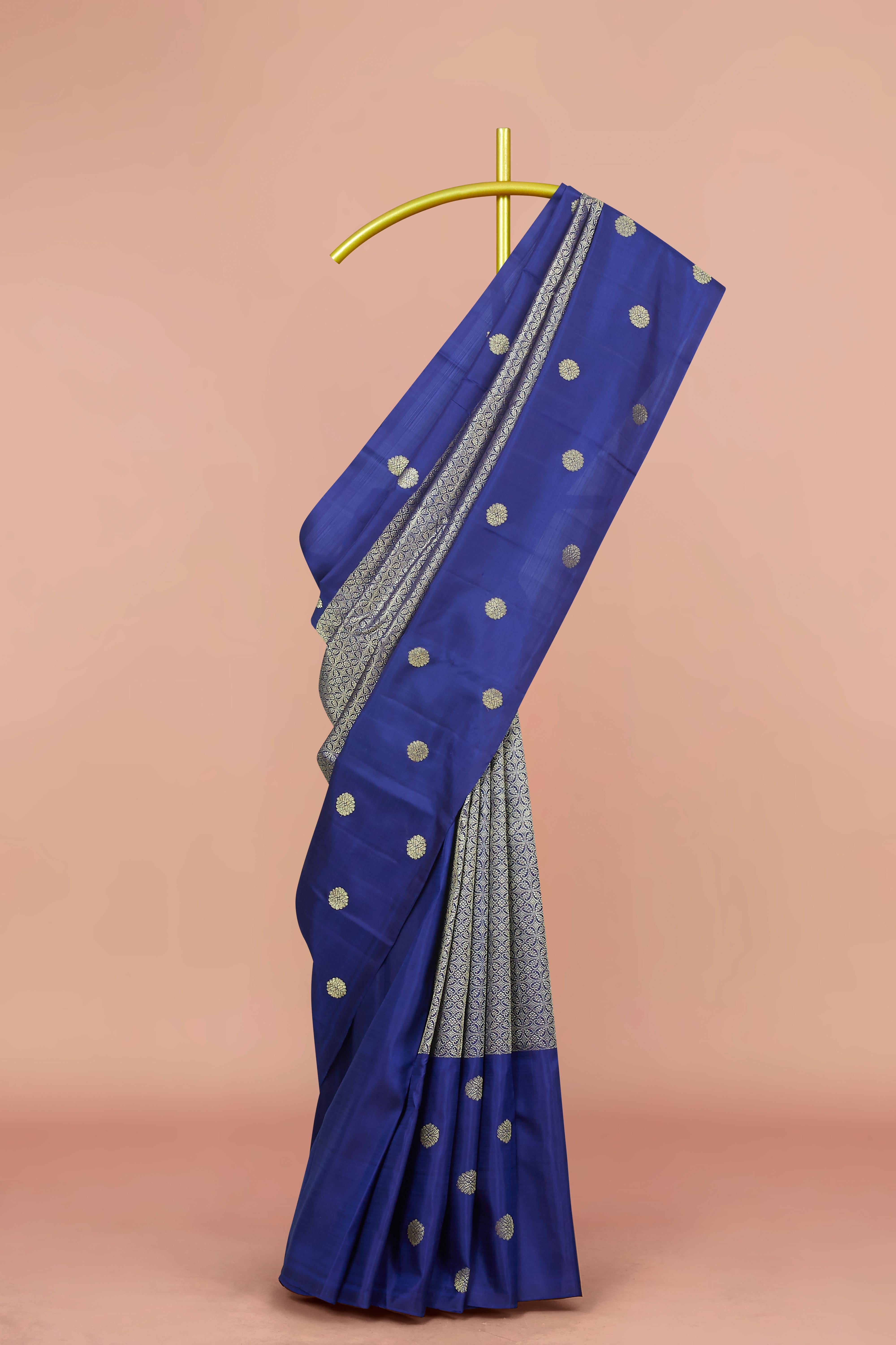 Royal blue pure silks sarees