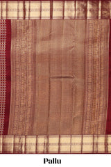 Maroon birds zari design swayamvara pattu saree with self zari border and matching blouse