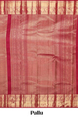 Rani pink geometric zari motifs design swayamvara pattu saree with self zari border and matching blouse