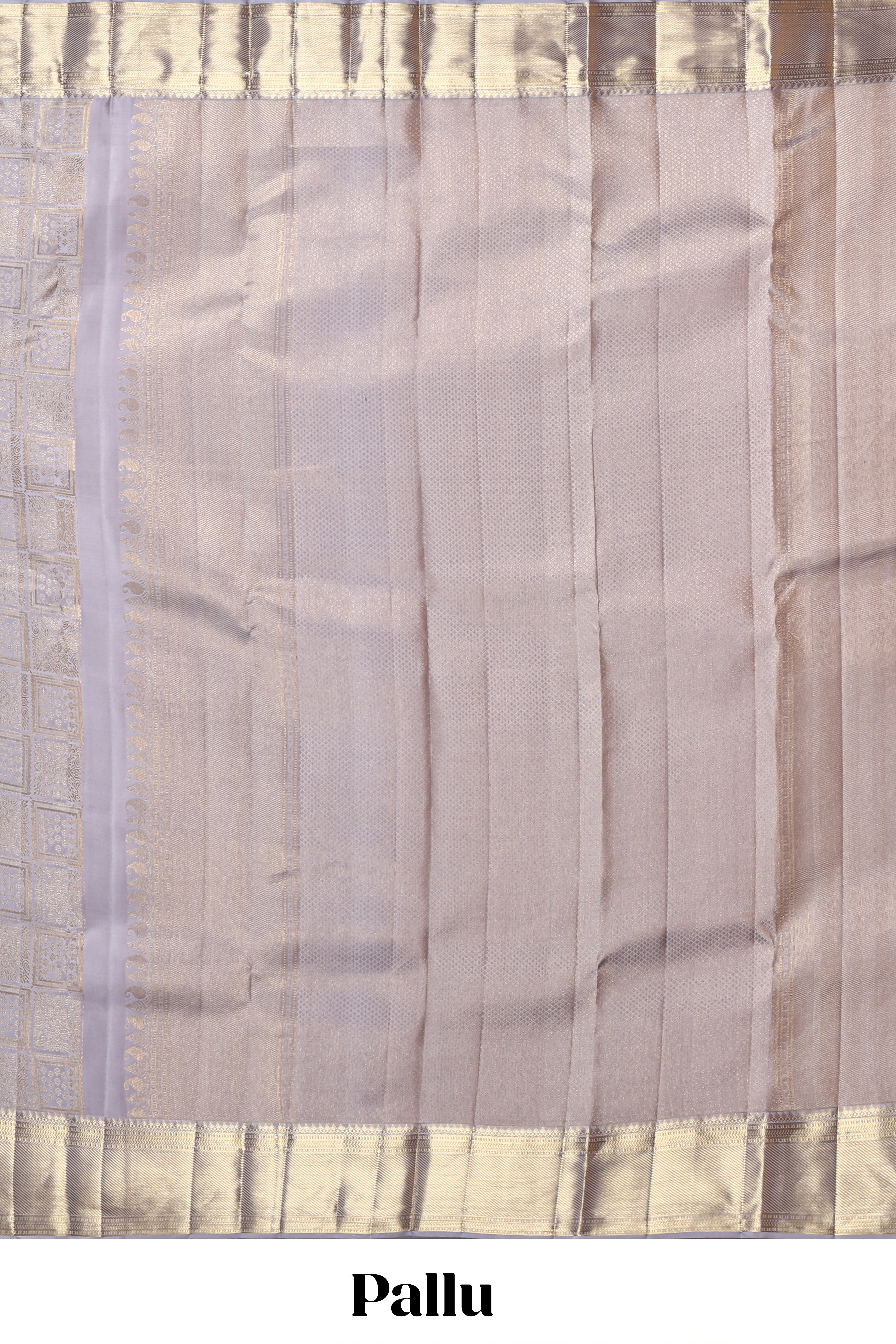 Grey checks zari design swayamvara pattu saree with self zari border and matching blouse