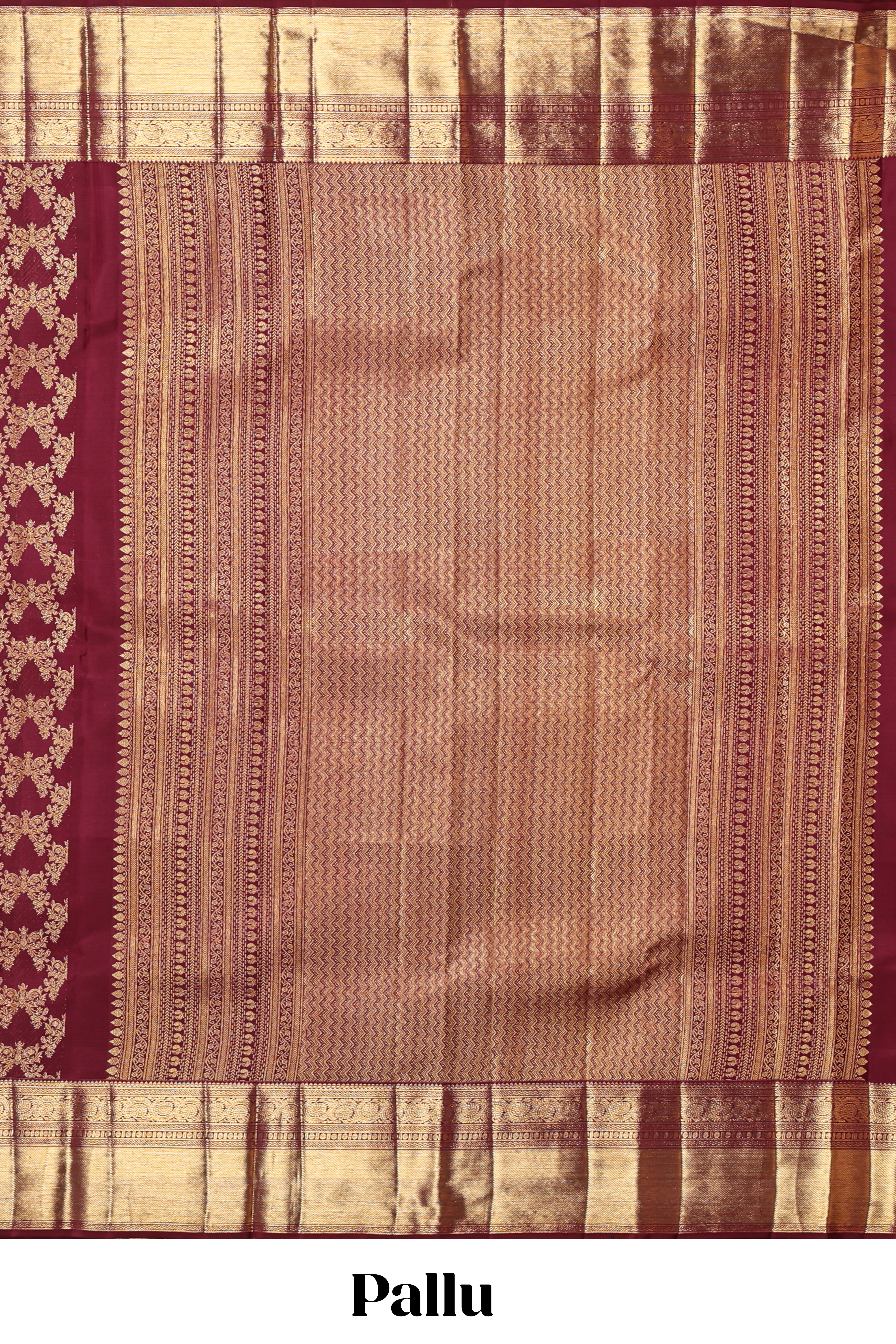 Maroon floral vine zari design swayamvara pattu saree with self zari border and matching blouse
