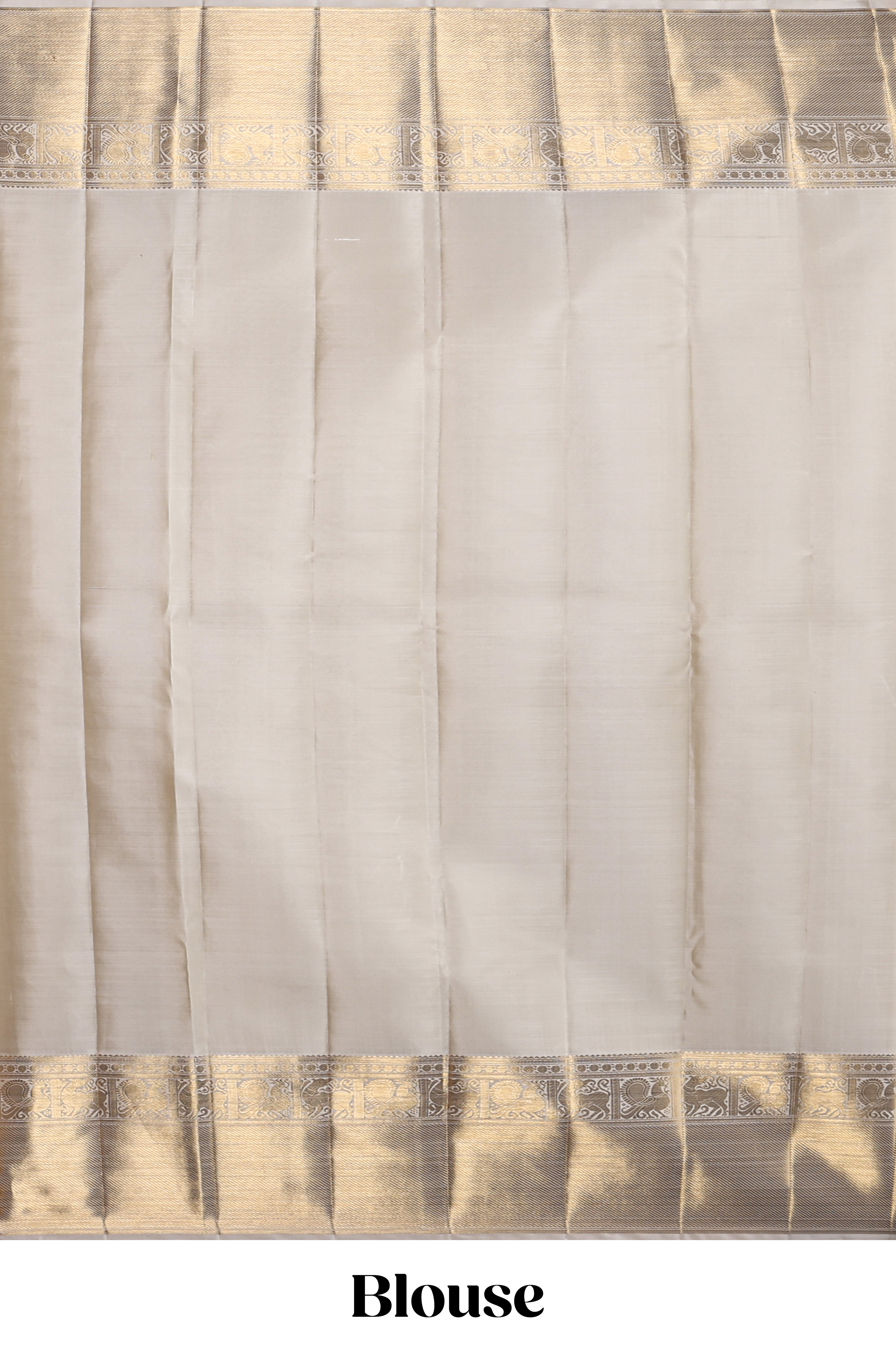 Beige unique bird zari design swayamvara pattu saree with self zari border and matching blouse