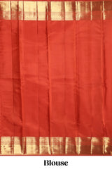 Rust red unique zari design swayamvara pattu saree with self zari border and matching blouse