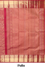 Red unique zari design swayamvara pattu saree with self zari border and matching blouse