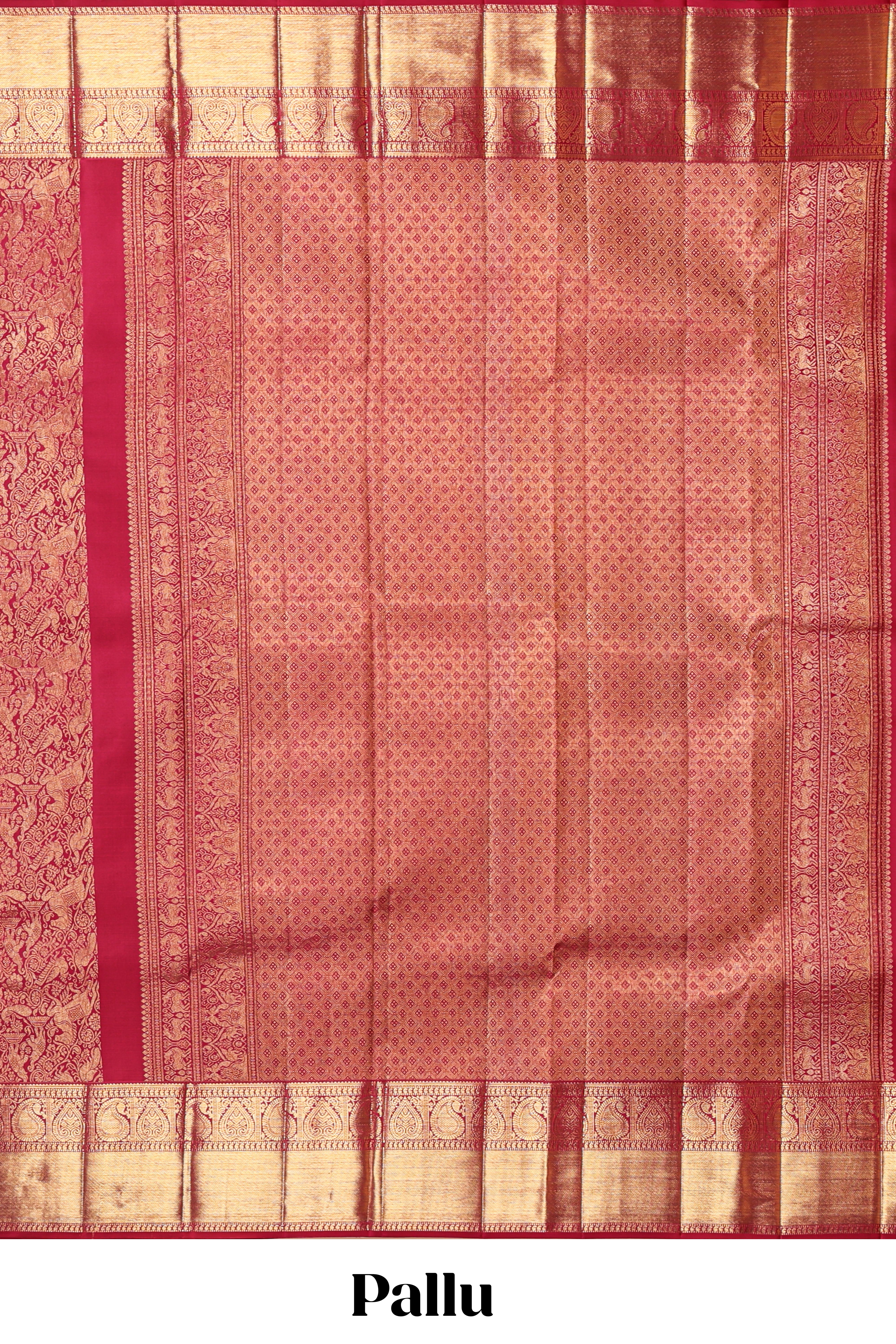Red unique zari design swayamvara pattu saree with self zari border and matching blouse
