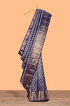 Blue bird zari design swayamvara pattu saree with self zari border and matching blouse