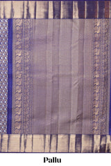 Blue bird zari design swayamvara pattu saree with self zari border and matching blouse