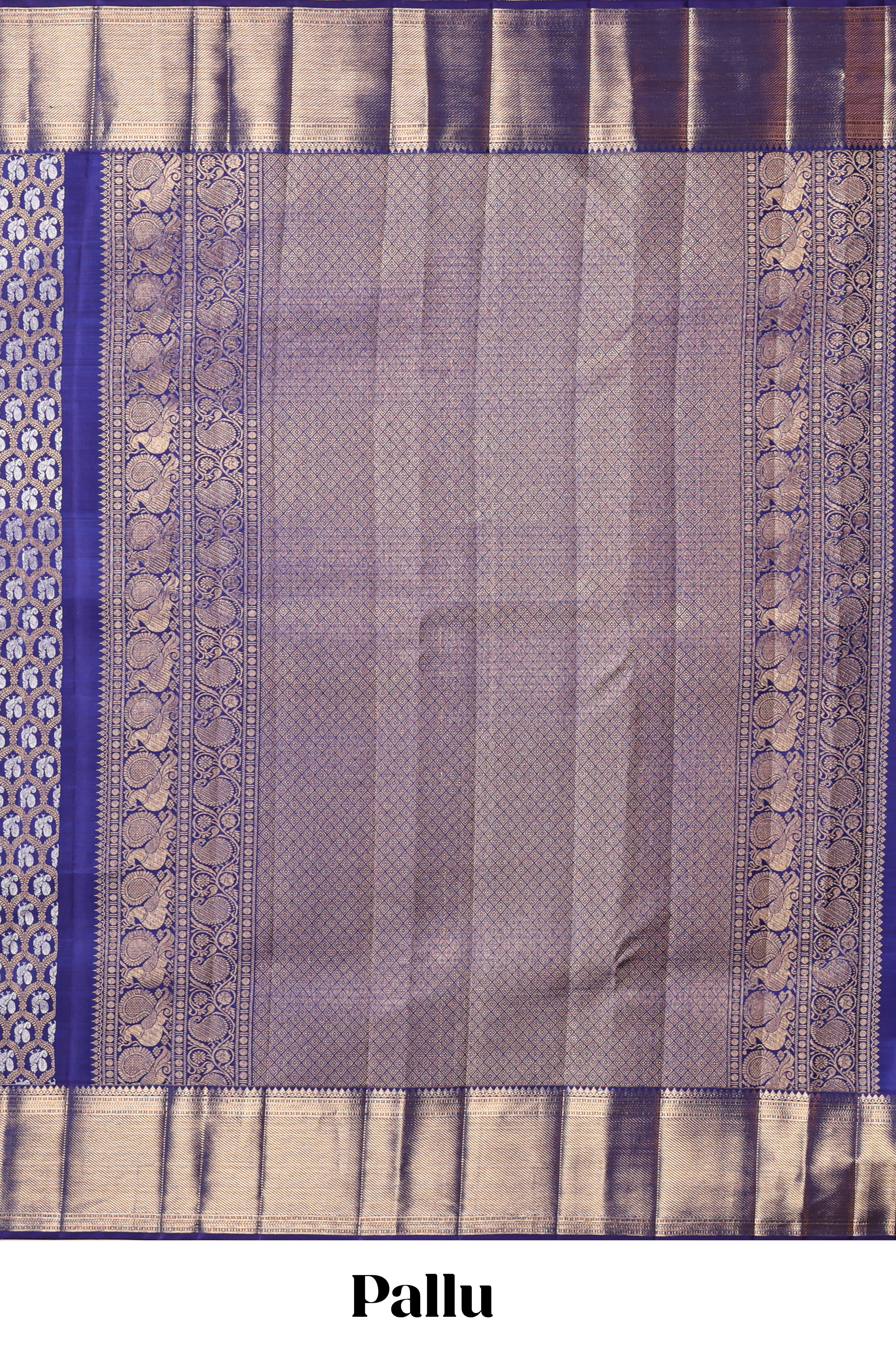 Blue bird zari design swayamvara pattu saree with self zari border and matching blouse