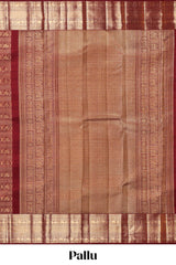 Maroon striped bird zari design swayamvara pattu saree with self zari border and matching blouse