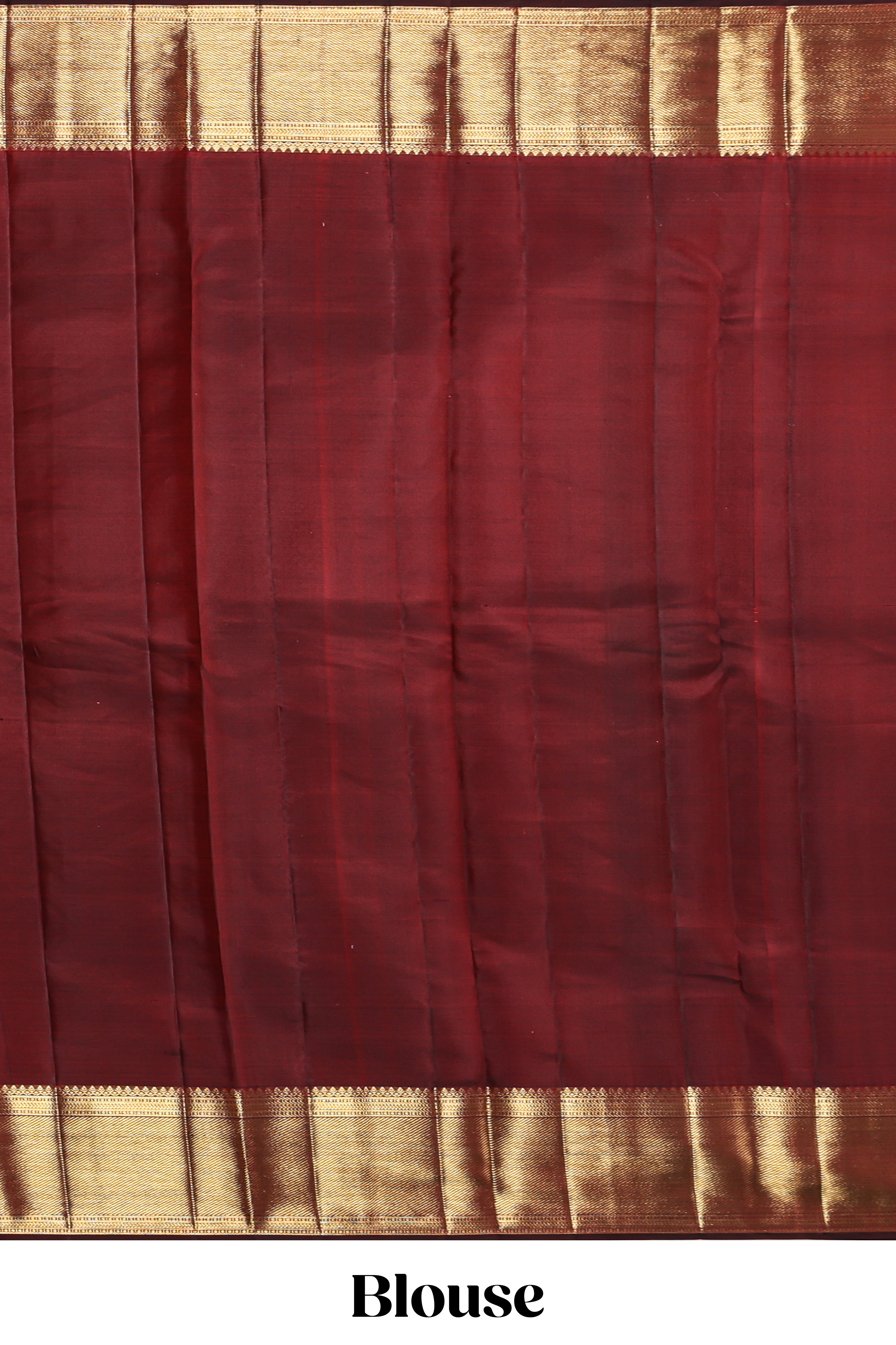 Dark maroon unique zari design swayamvara pattu saree with self zari border and matching blouse
