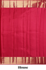 Rani pink unique zari design swayamvara pattu saree with self zari border and matching blouse