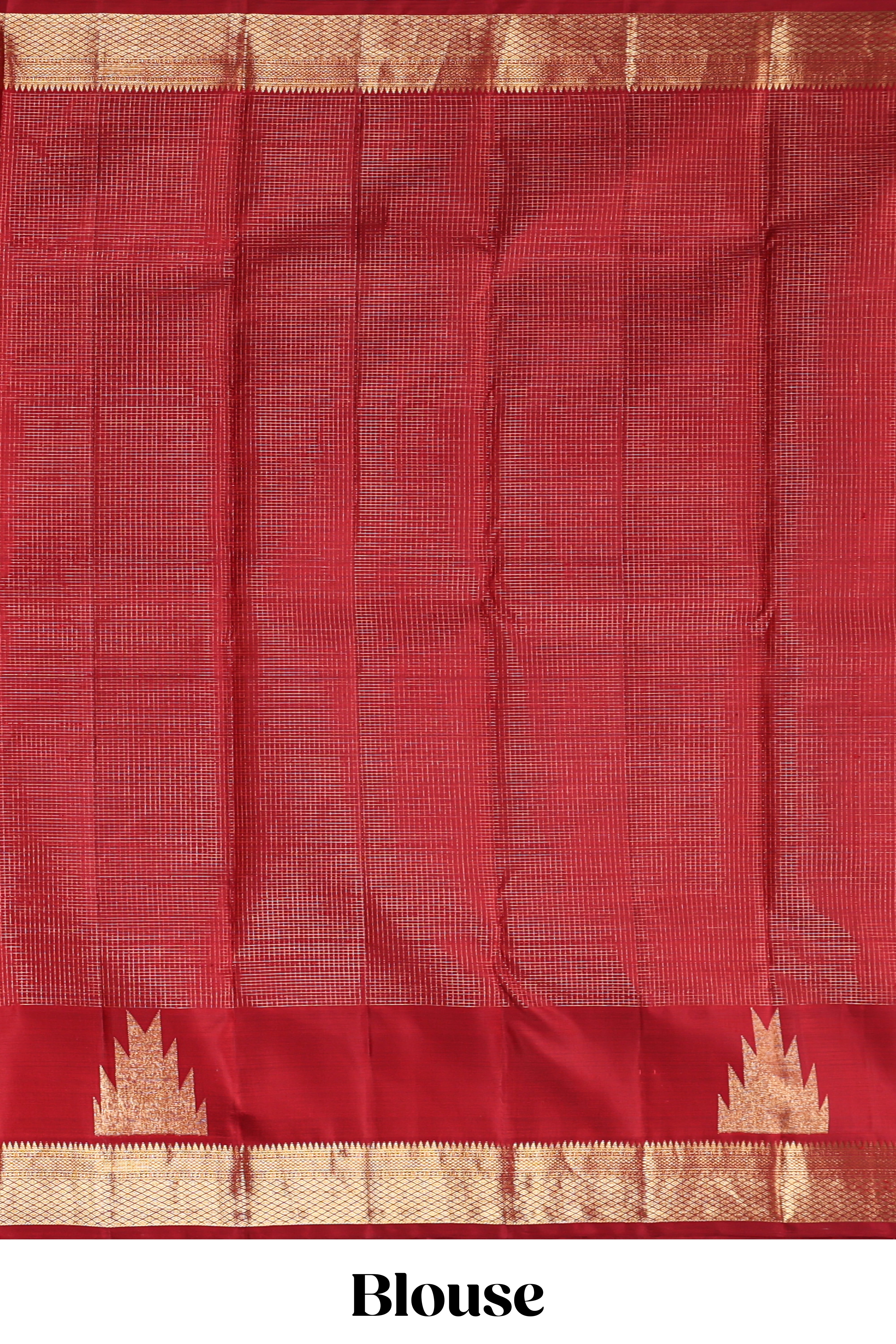 Maroon checked motifs zari design swayamvara pattu saree with self zari border and matching blouse