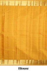 Yellow floral vine zari design swayamvara pattu saree with self zari border and matching blouse