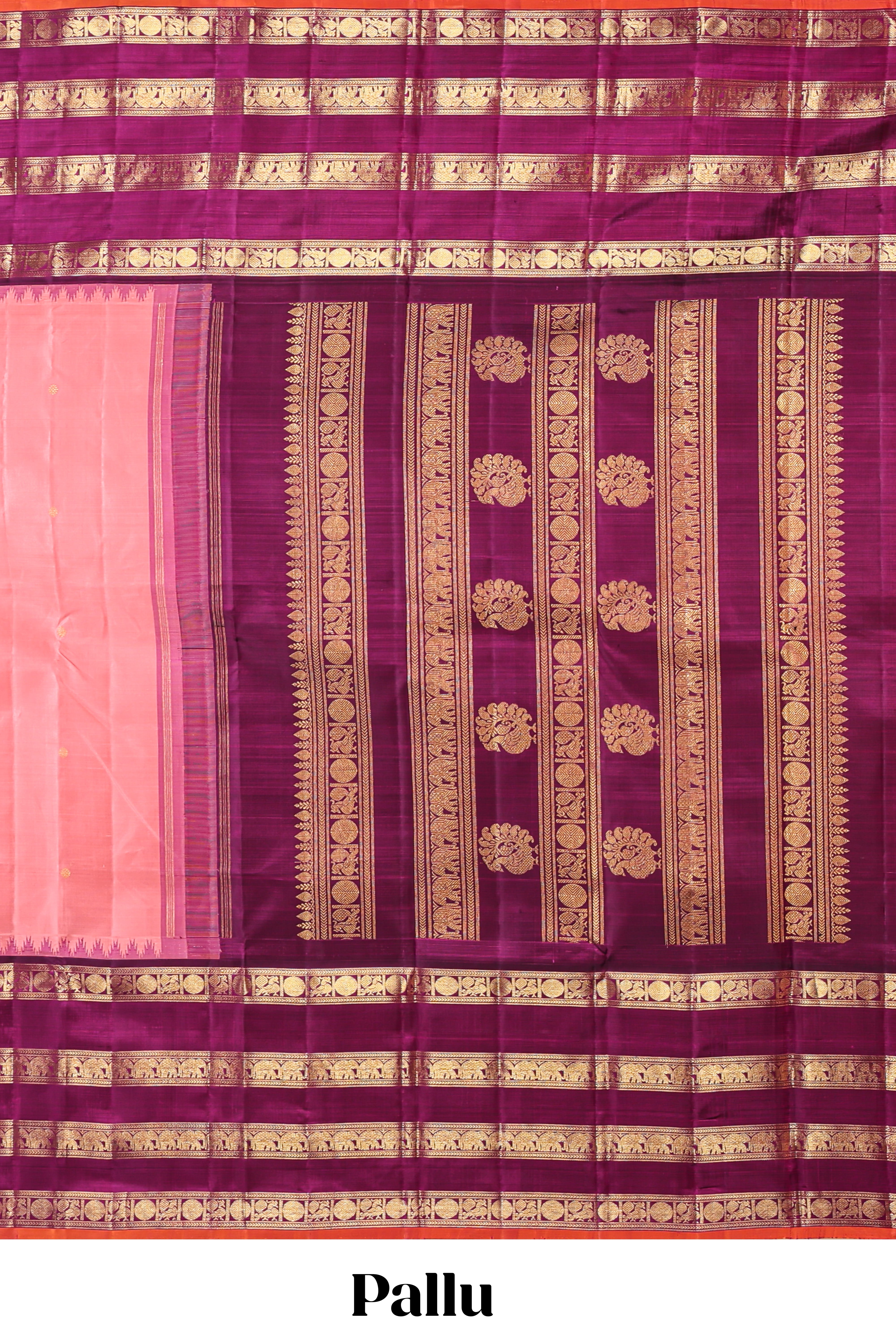 Pink floral motifs zari design swayamvara pattu saree with contrast zari border and blouse