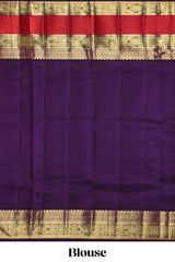 Pink striped zari design swayamvara pattu saree with contrast zari border and blouse