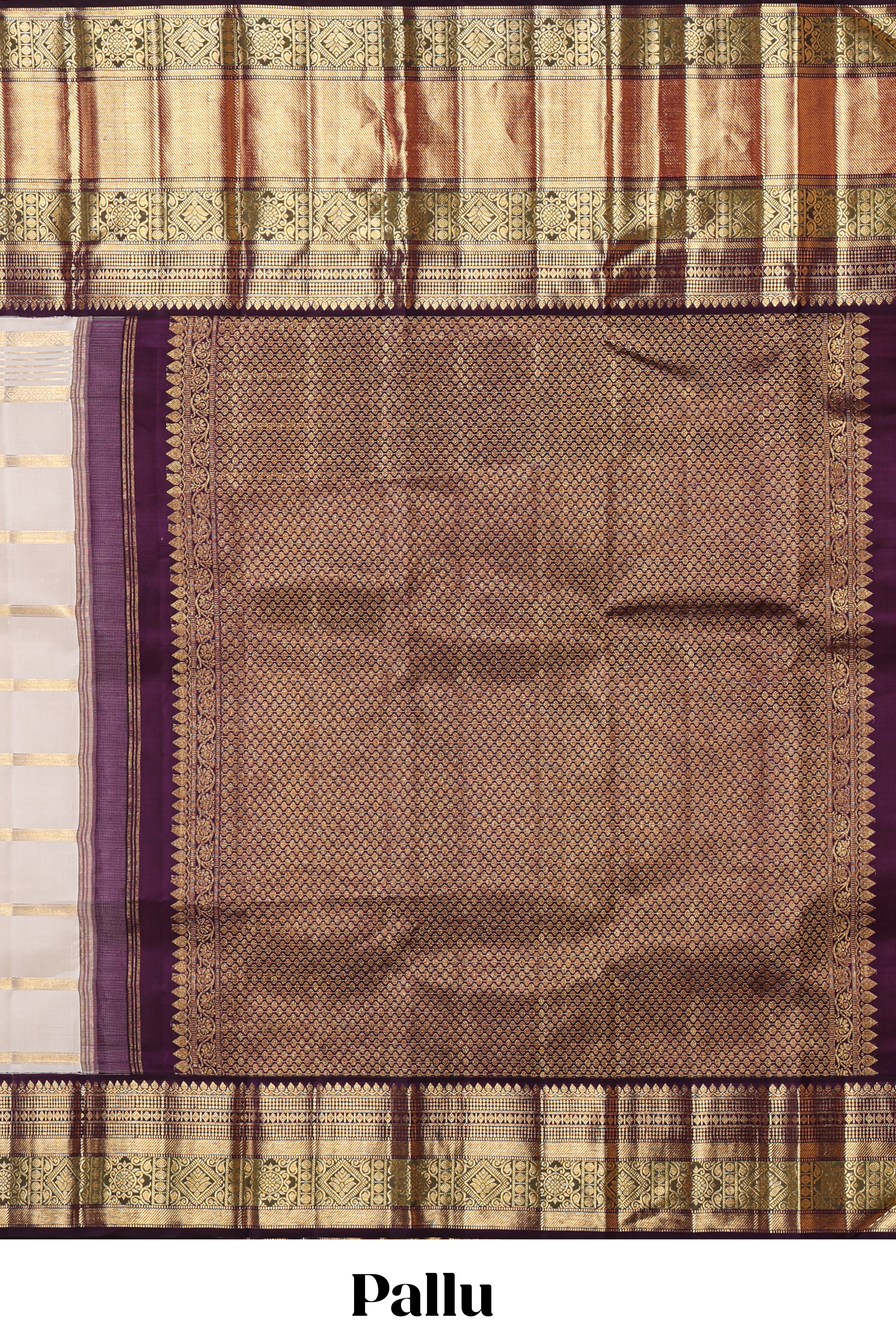 White striped zari design swayamvara pattu saree with contrast zari border and blouse