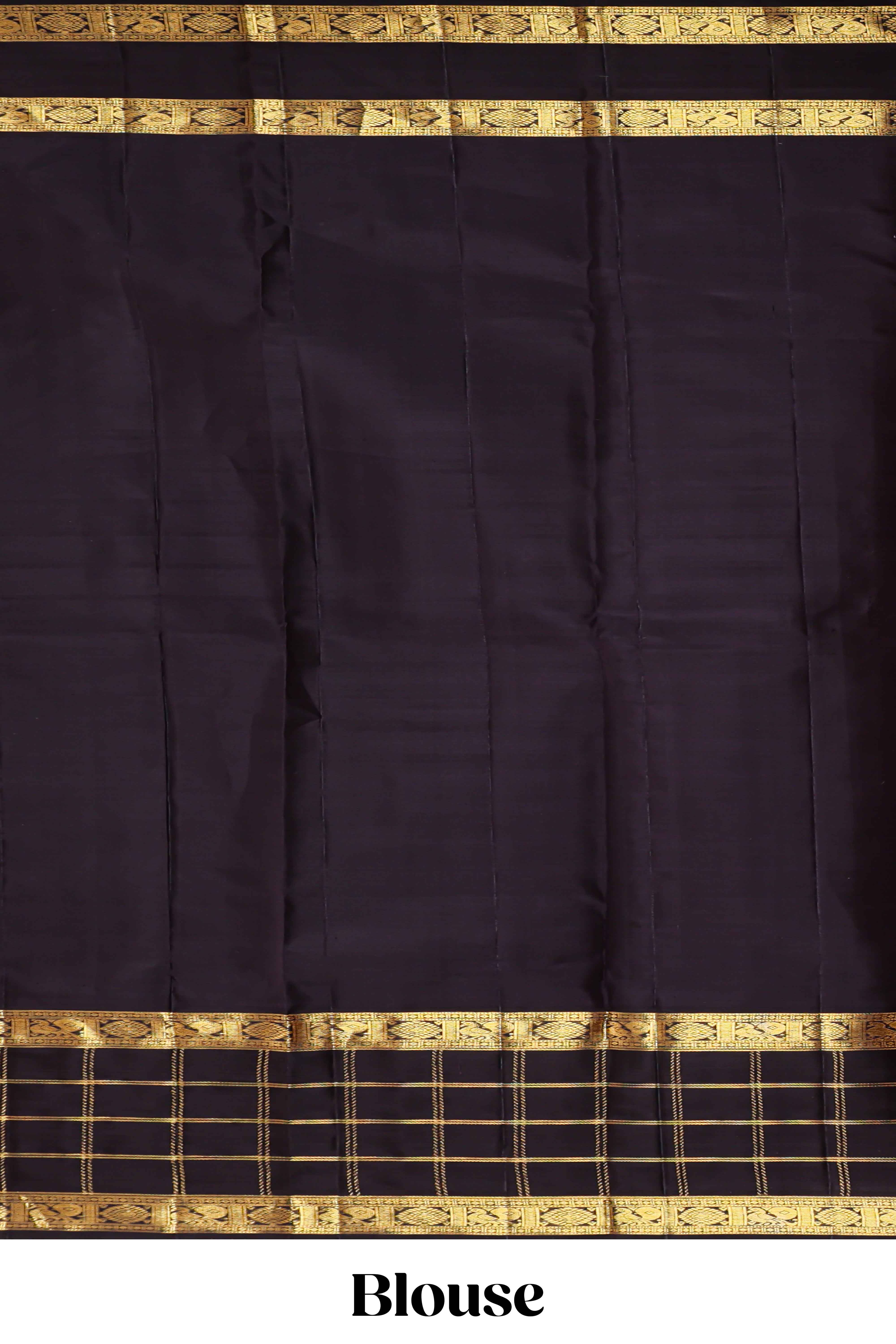 Multicolor striped swayamvara pattu saree withcontrast checked design border and blouse