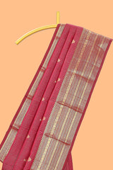 Red striped swayamvara pattu saree withself zari border and matching blouse