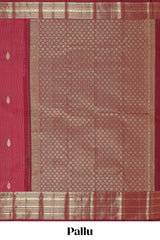 Red striped swayamvara pattu saree withself zari border and matching blouse