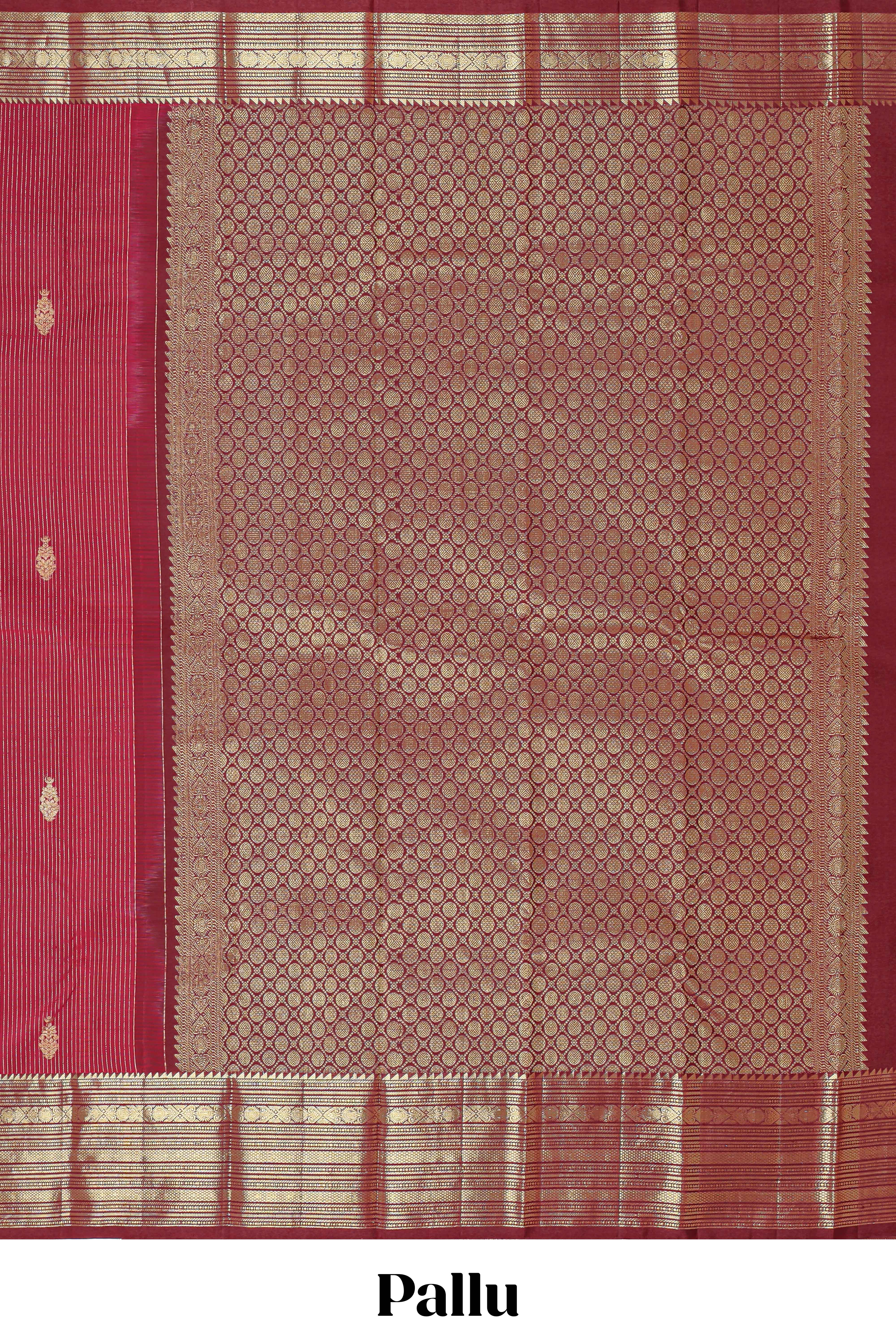 Red striped swayamvara pattu saree withself zari border and matching blouse