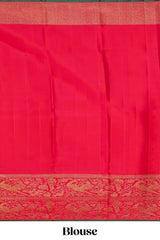 Light pink floral zari butta designed swayamvara pattu saree with contrast floral zari design border and pallu along with plain blouse