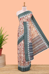 Sandal floral print Chirala cotton saree