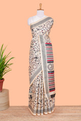Sandal khadi cotton printed design saree