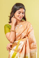 Sandal luxury silk floral motif saree
