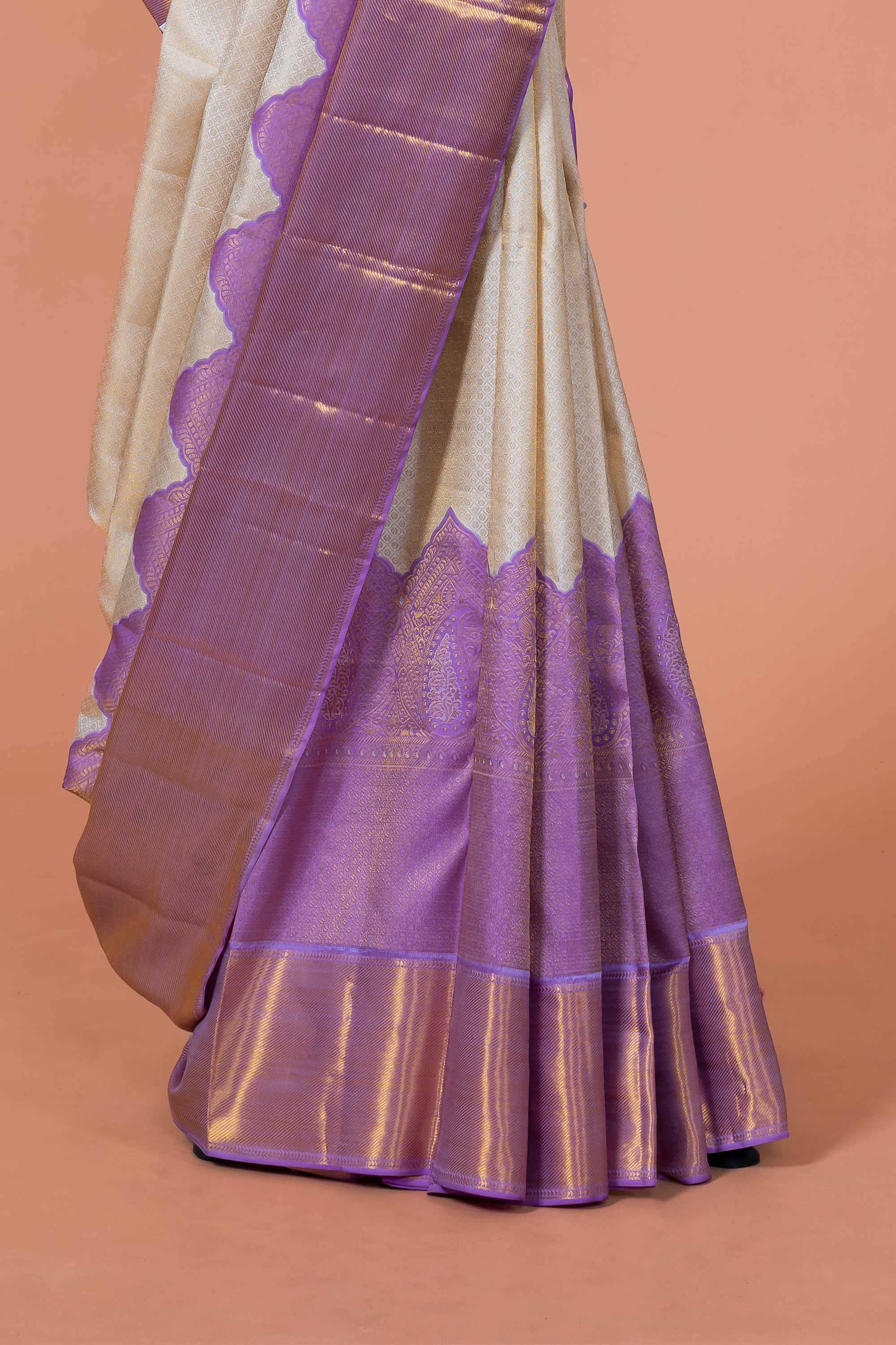 Sandal silk saree with zari border